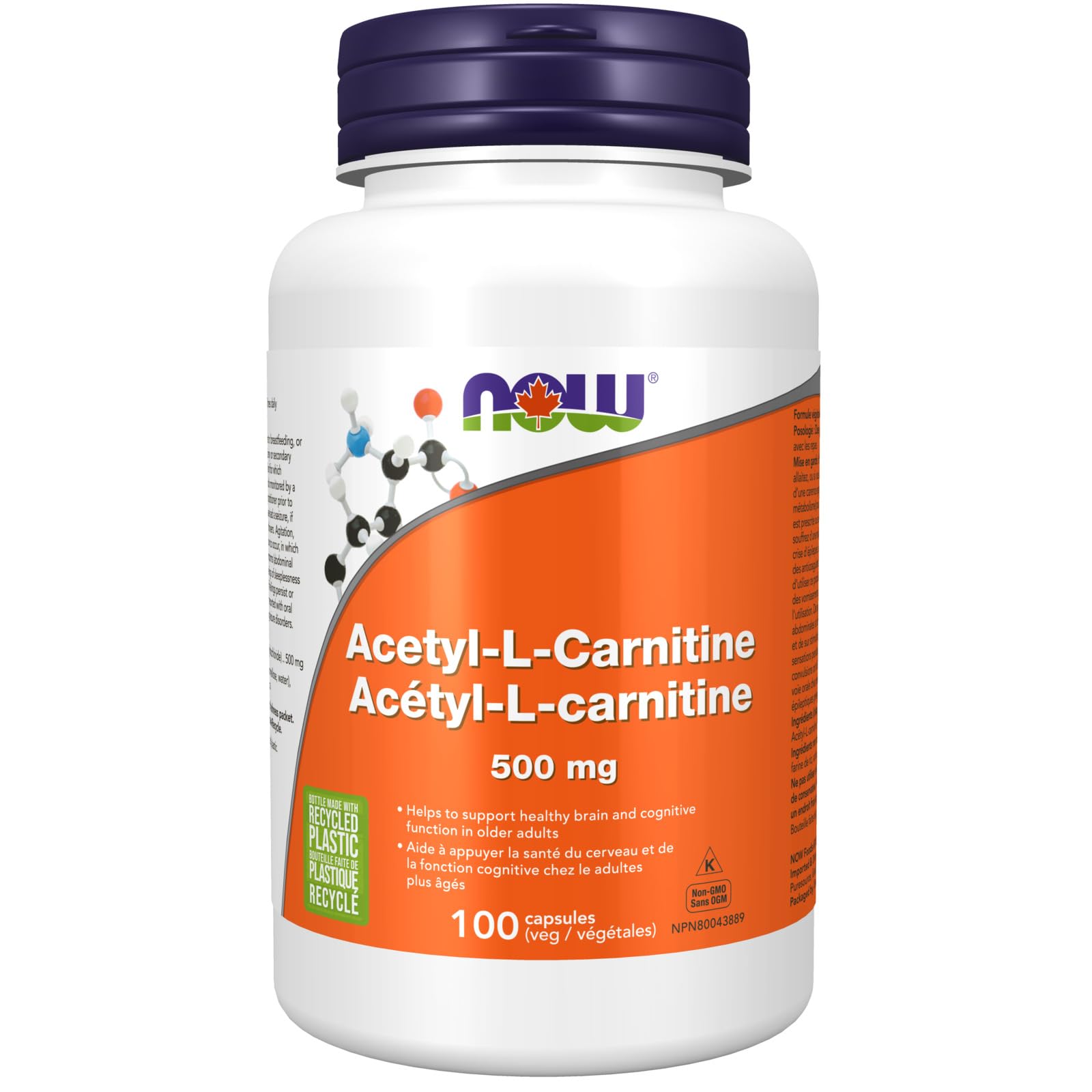 Now Acetyl L-Carnitine 500mg 100vcap Health & Personal Care