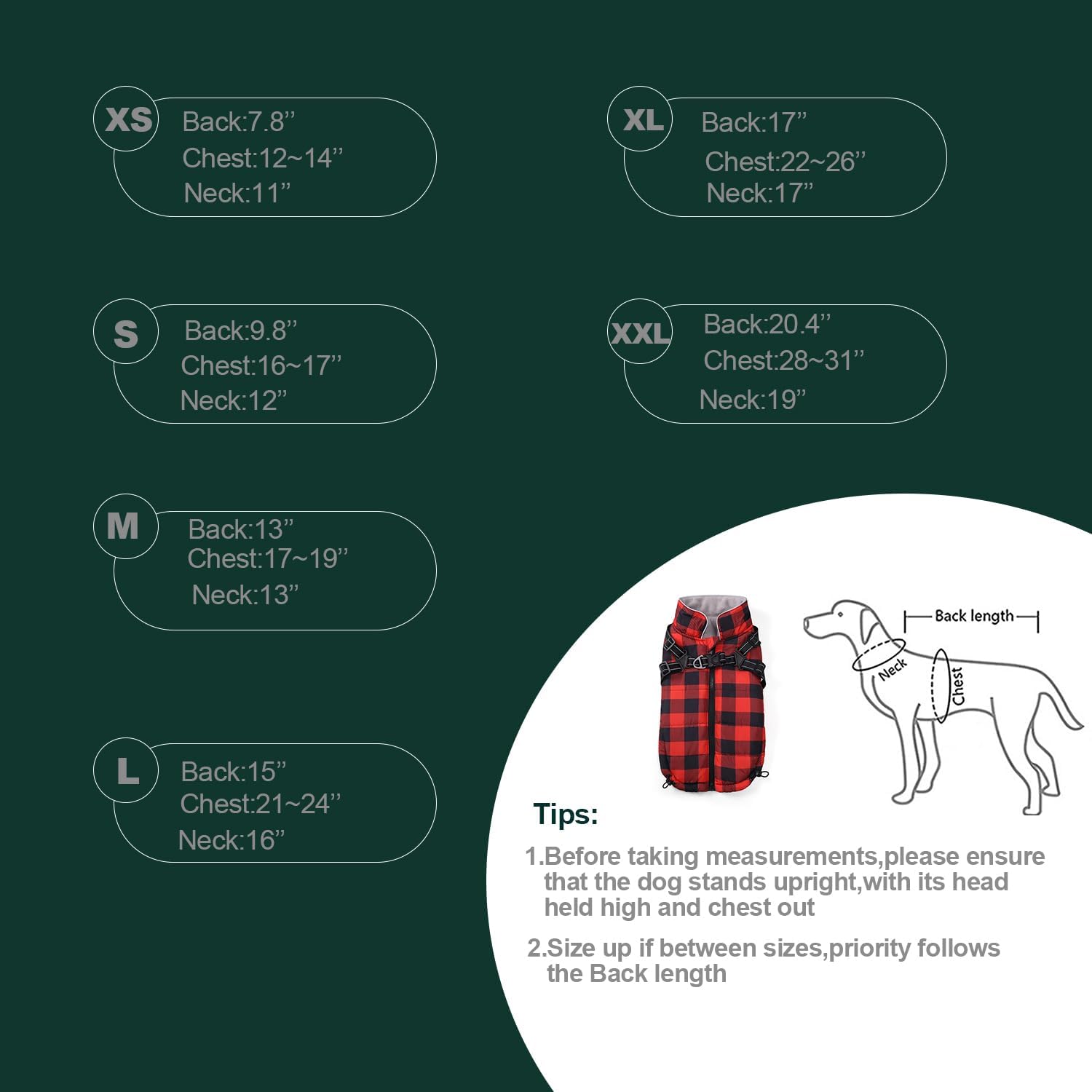 Waterproof Dog Coat with Harness Built in, Dog Winter Jacket,Puppy Vest Small Pet Clothes with Fleece Lining,Ideal for Outdoor and Indoor-Red-XS