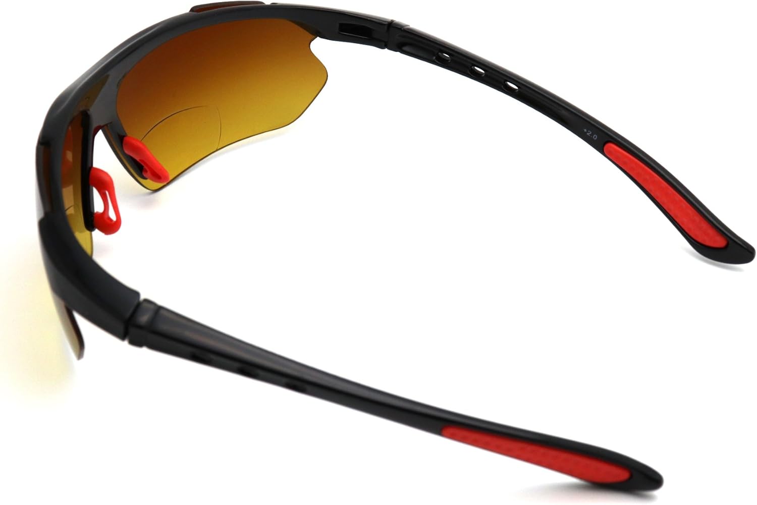ColorViper Sports Double Injection Readers Flexie Reading Glasses size and color very (z2 shiny black red / anti glare BiFocal, 2.00)