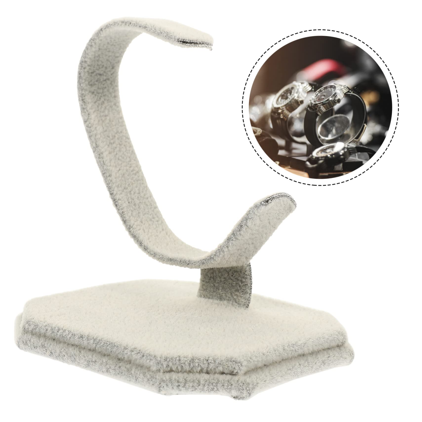 Cabilock Espositore per Orologi e Braccialetti in Materiale Resistente Scamosciato Grigio, Supporto da Tavolo per Gioielli, Organizer per Display Orologi e Porta Braccialetti
