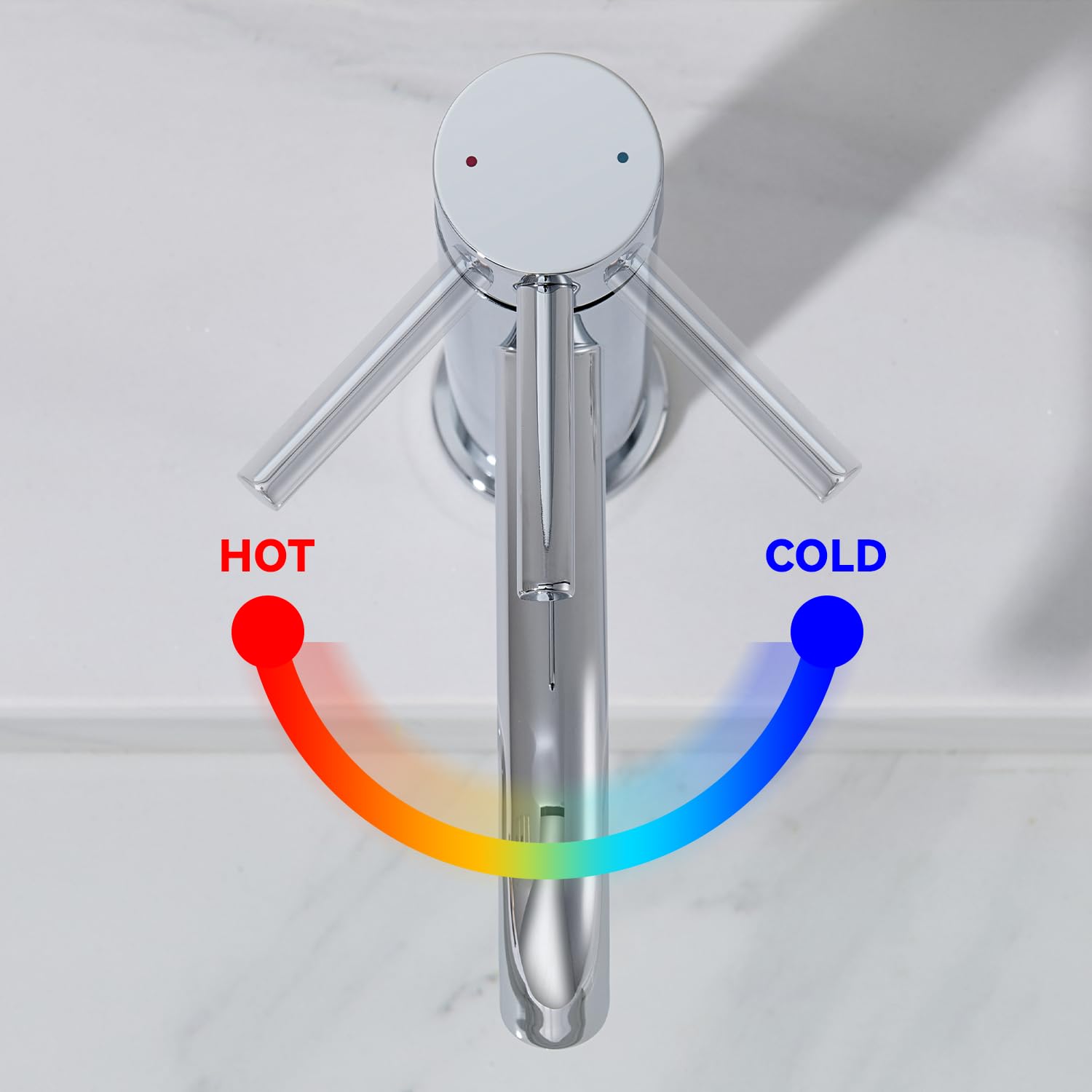 Wasserhahn Bad Waschtischarmatur, Waschbecken Armaturen, Armatur Badezimmer Einhebelmischer Mischbatterie mit Auslauf Höhe 95 mm, Kaltes & Heißes Wasser, Chrom