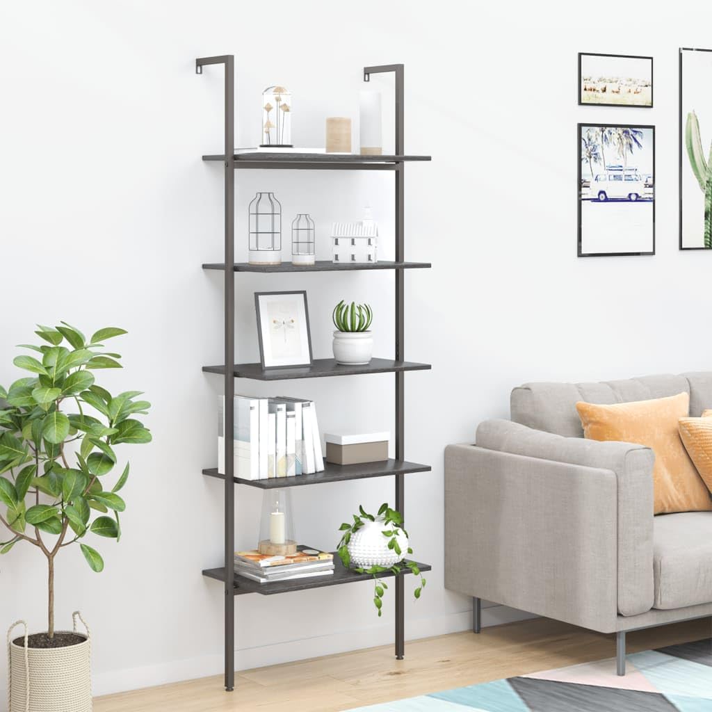 vidaXL Estantería Inclinada 5 Niveles Salón Capa Estante Mueble Despacho Organizador Estante Dormitorio Oficina Almacenamiento Negro