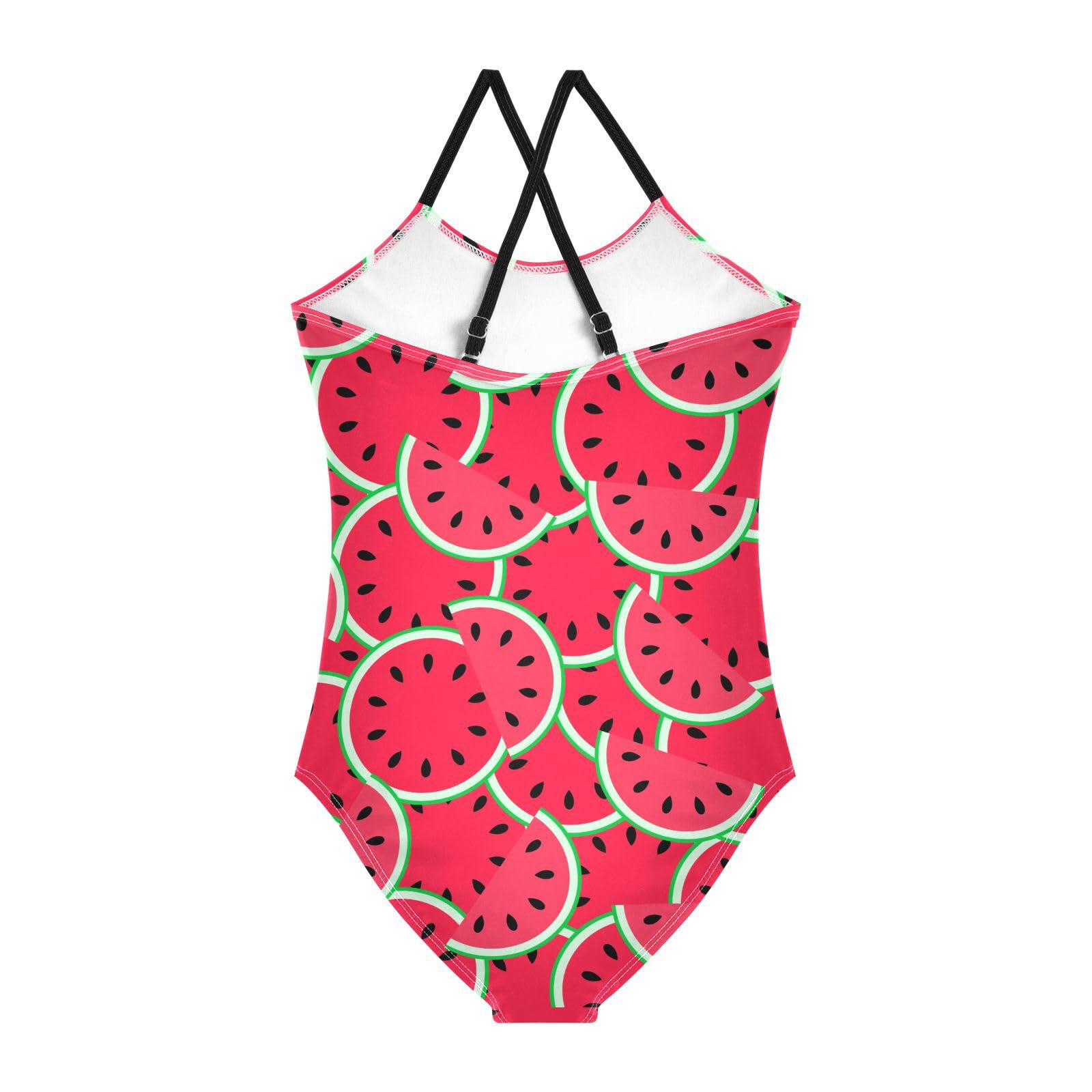 JHKKU Girls One Piece Watermelon Swimsuits Quick Dry Beach Swimwear Bathing Suit for Beach 9-10T