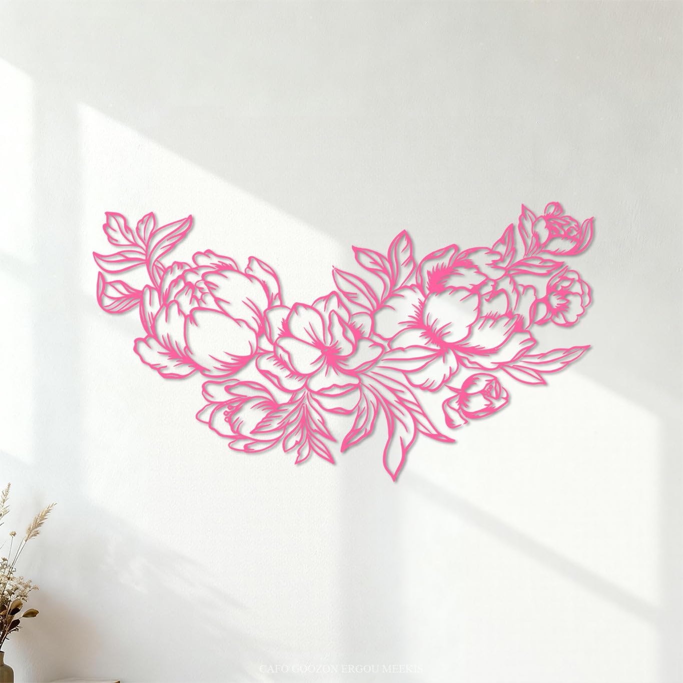 Peony Flowers Engraving Stickers 54x96.6cm Self Adhesive Pink โ image 1