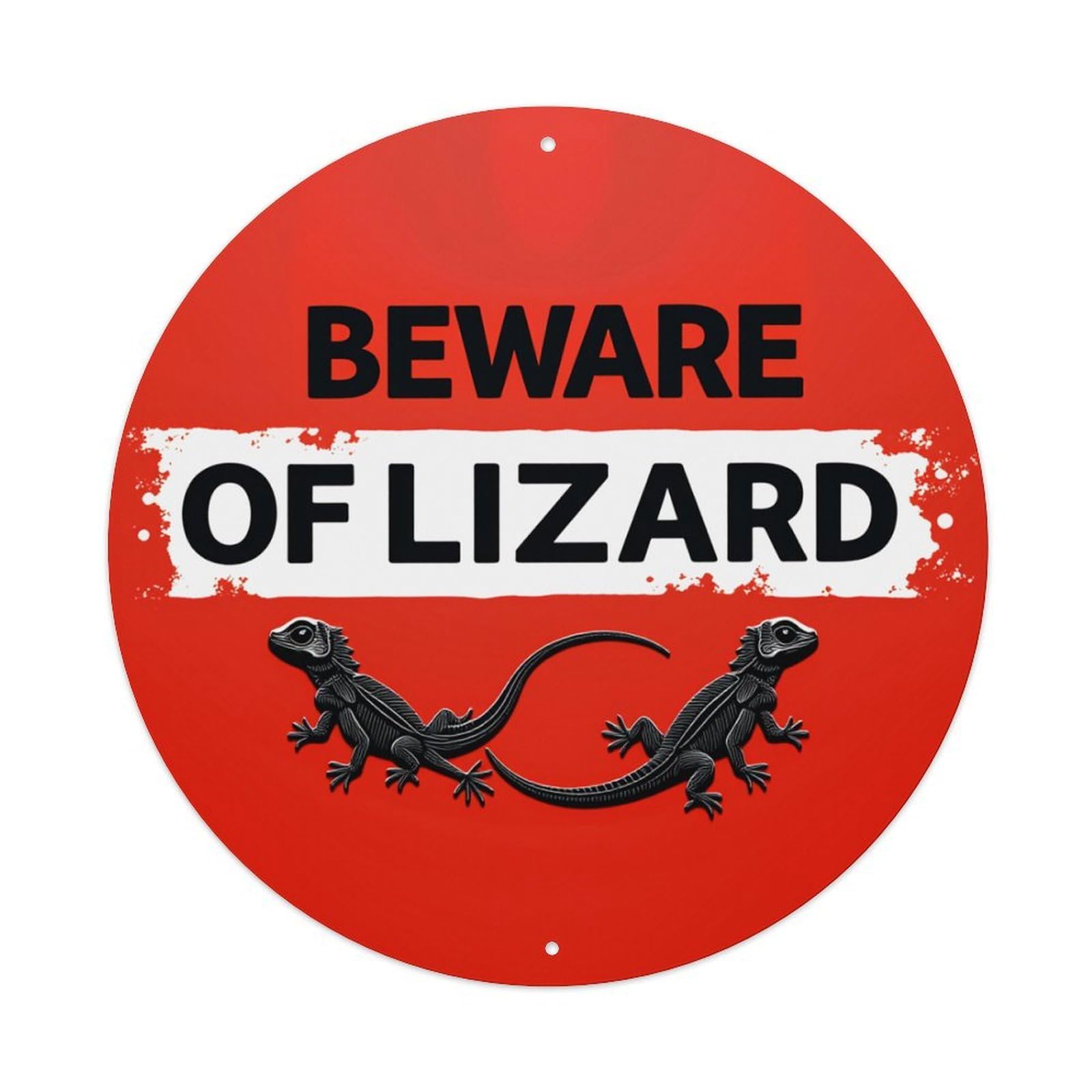 Beware Of Lizard Sign Pattern Round Tin Sign Retro Metal Sign for Cafe Bar Pub Home Game Room Gym Club Wall Decoration Vintage Metal Poster 8x8 Inch