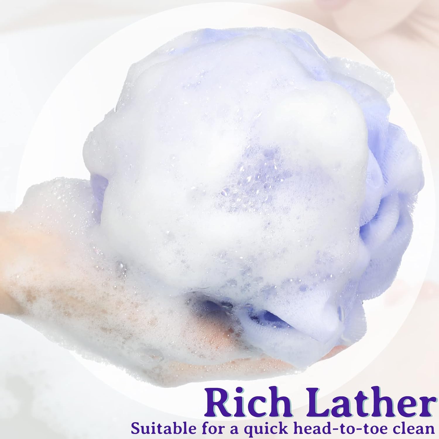 Umigy 60 Pcs Bath Sponge Shower 40g Loofahs Bulk Bath Luffas Exfoliating Body Scrubber Pack Soft Colorful Mesh Balls Puff Bathing Accessories for Men and Women Exfoliating Sponge