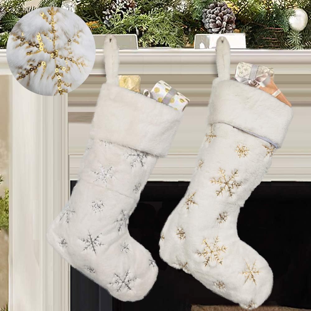 White plush christmas stockings Clearance