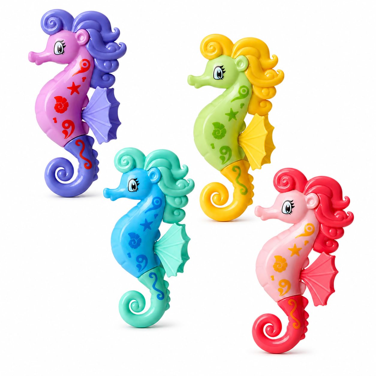 AURALIN Diving Seahorse Pool Toy Set, 4 Spinning Sinking Water Retrieval Toys for Swimming Pool Games, Underwater Dive Practice, Summer Swim Training and Bottom Retrieval Play