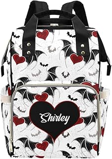 XOZOTY Art Bat Love Heart Diaper Bags Backpack with Name Personalized Baby Bag Nursing Nappy Bag Gifts