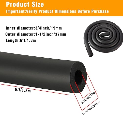 Miniatura 7 de Tubo de espuma de aislamiento de tubería - Tubo de espuma para unidad de CA, soportes de guitarra, mango de máquina de ejercicios y portaequipajes