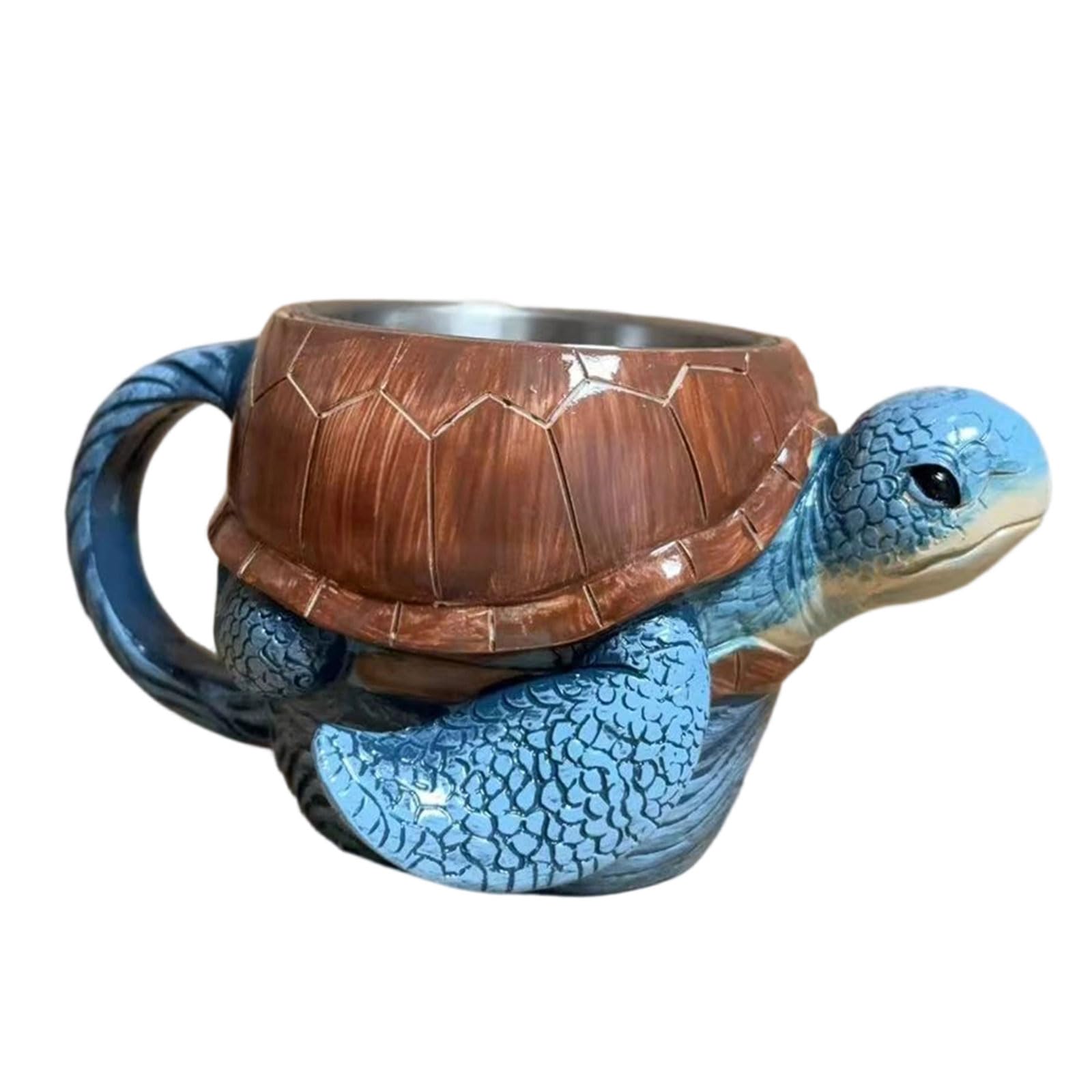 Elnwnnkc Eye Catching Sea Turtles Resin Coffee Mug Artistic Stainless Steel Drinkware with Resin Handle for Hot Beverage Washable Rustproof Glass