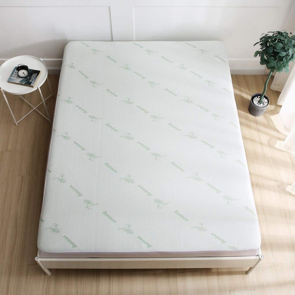 Homes-Linen White Premium Bamboo Mattress Protector 100% Bamboo Fabric Surface Extra Deep Mattress Cover Waterproof Bed Cover Anti Allergy Bed Bug Proof Full Fitted Extra Deep Bed Mattress Protector (Single)