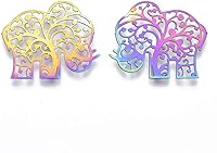 Vista 2 de Mega Pet Acero Inoxidable Filigrana Juntas Enlaces Metal Grabado Colorido #Elefante.