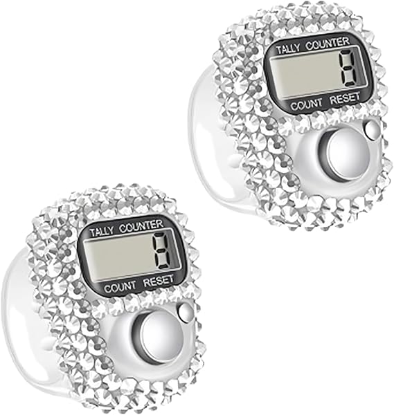 2 contadores electrónicos de contador de dedos, práctico contador de conteo de pantalla digital portátil, mini contador de vueltas reajustable para accesorios de conteo de artículos de golf - 1