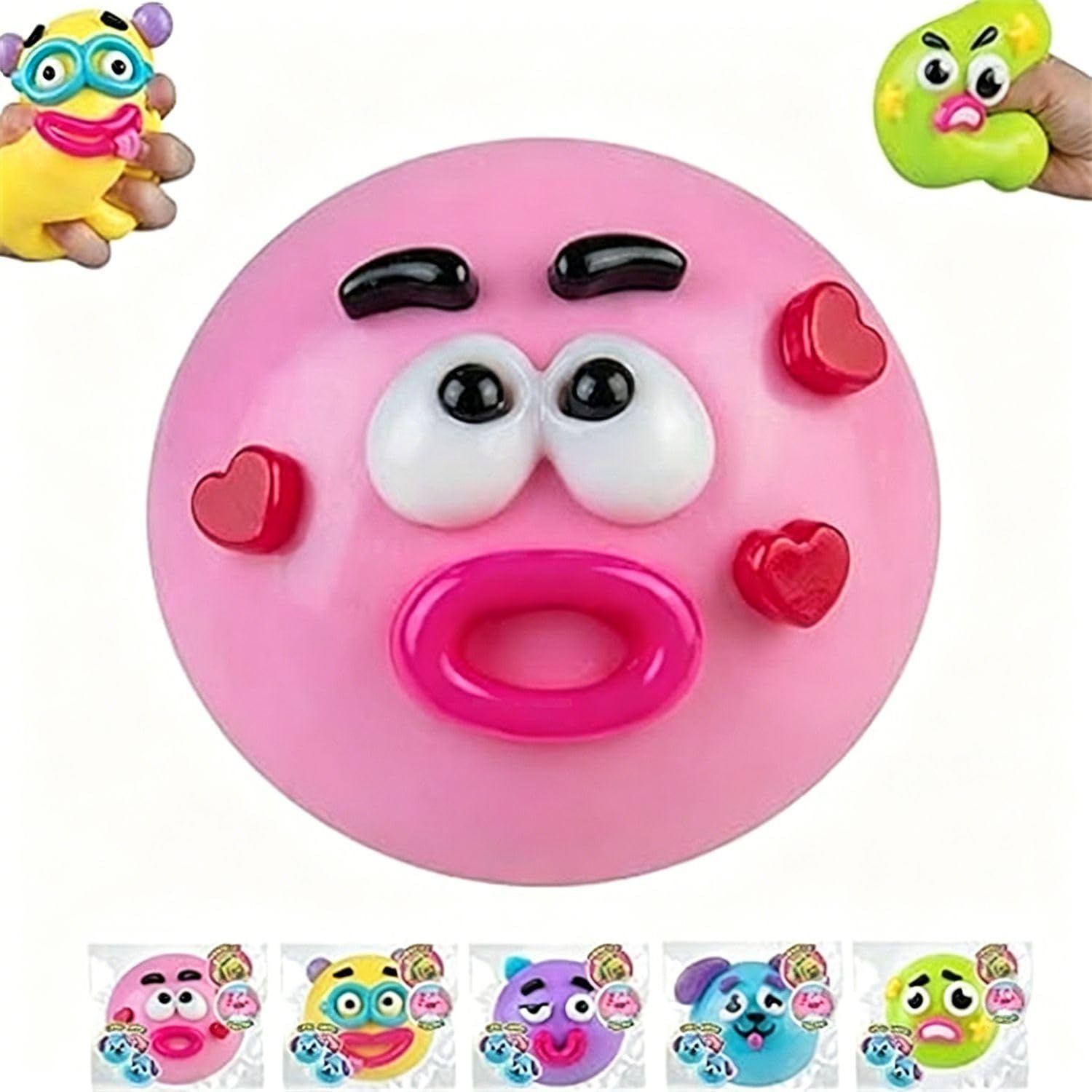 Squishy Fidget Toy, Soft Interchangeable Dog Face Swap Stress Relief Sensory Squeeze Toy, Soft Elastic Sensory Toys for Anxiety Relief Squeeze Ball for Office, School & Travel (pink)