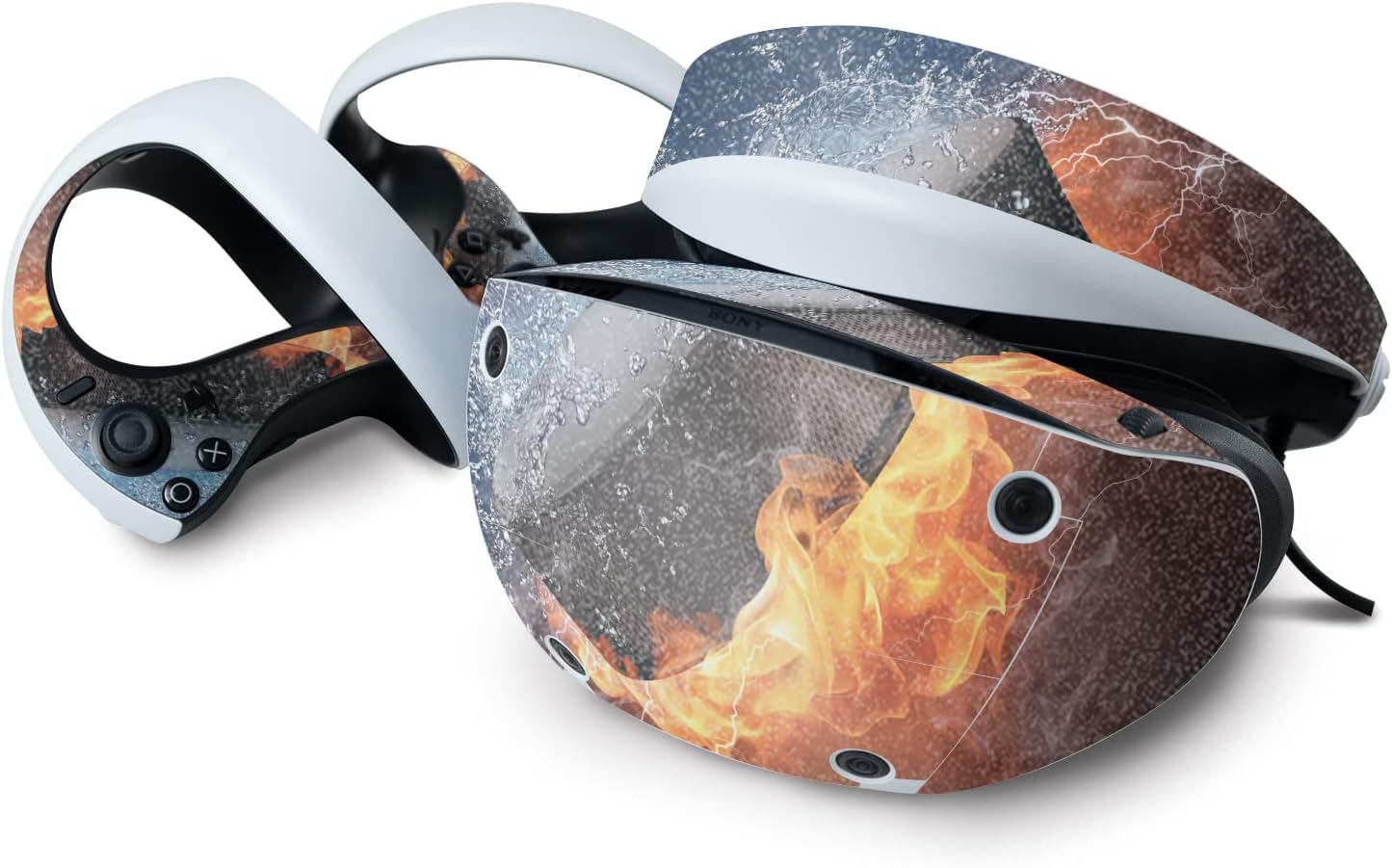 MightySkins Glossy Glitter Skin Compatible with Sony Playstation VR2 - Hockey Fire | Protective, Durable High-Gloss Glitter Finish | Easy to Apply & Change Styles | Made in The USA