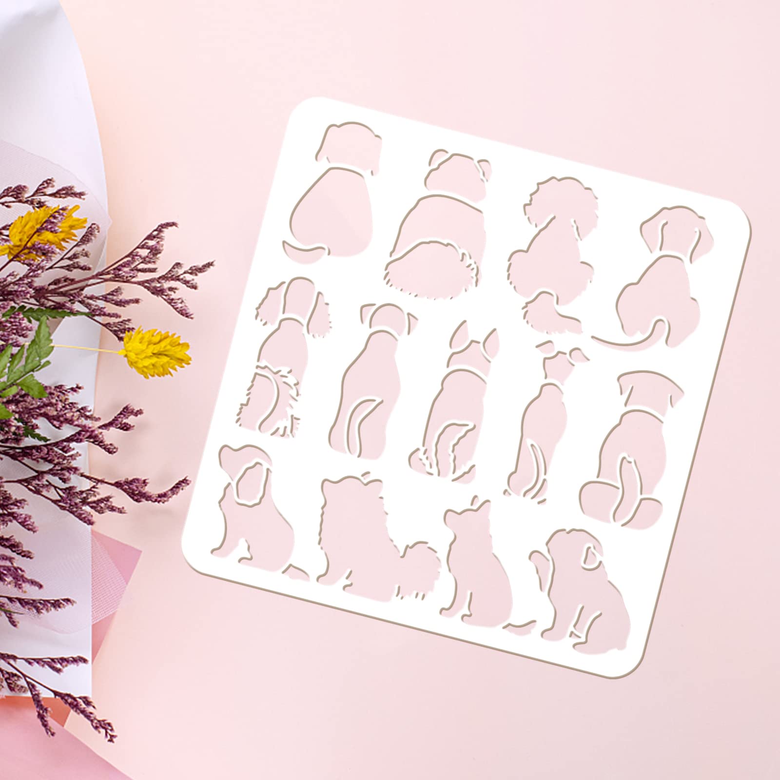 Stencil Zampe Cane Riutilizzabili - Kit 11 Pezzi Per Decorazioni Fai Da Te Con Impronte Animali - Foto 2