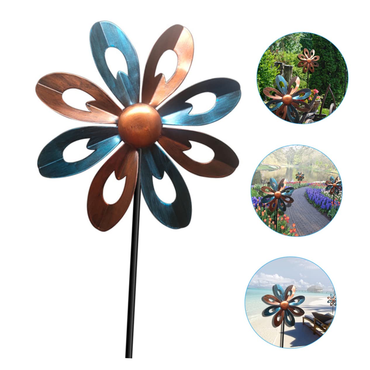 Toyvian 2 Pièces Décoration Jardin Extérieur Forgé Moulin à Vent Rotatif Design Original pour Pelouse et Patio Robuste et Durable