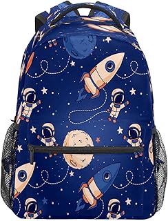 Mochila escolar para meninos e meninas, espaço sideral foguete planeta desenho de desenho de estudante, bolsa de ombro para meninos e meninas, leve, durável, bolsa de viagem para trilhas, acampamento, mochila de dia