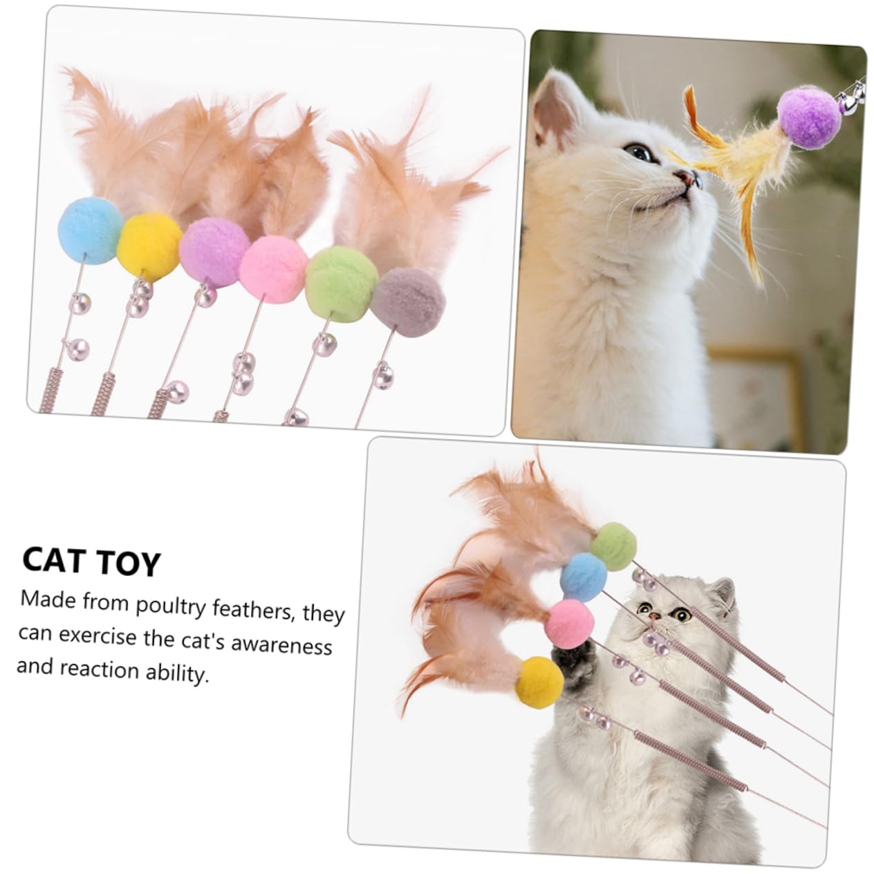 DOITOOL 3ensembles Set De Jouets Peluche pour Chat à Teaser avec Boules Et Clochettes Couleurs Aléatoires