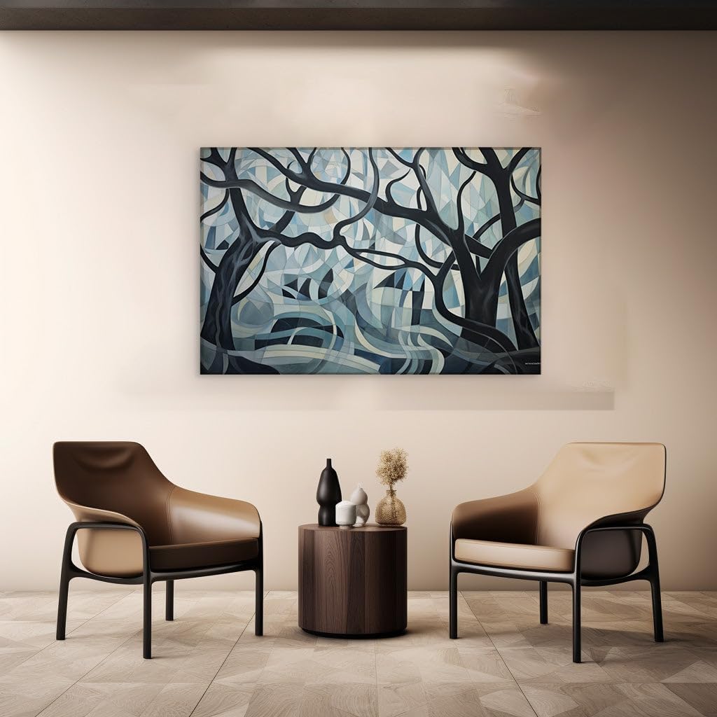 Canvas for Living room. Whispering Woods: An Abstract Vista of Mystique and Contemplation, 27 x 18 inch Canvas Wall Art - Contemporary Masterpieces - Modern Home Decor