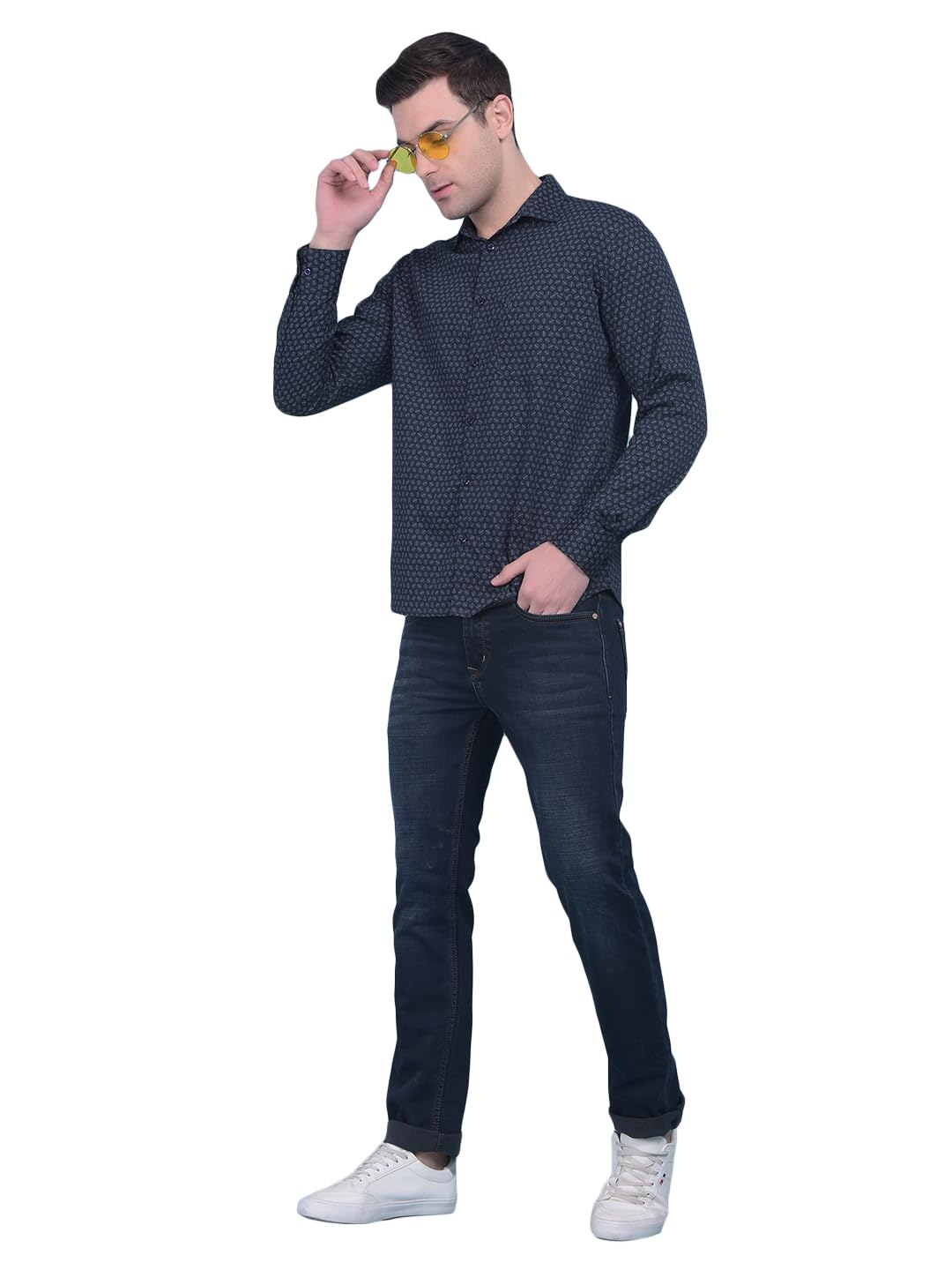 Crimsoune Club Men's Printed Navy Blue Stretchable Shirt-picture-33