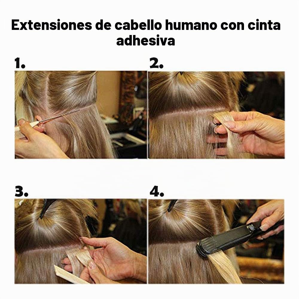 12"(30cm) SEGO Extensiones Adhesivas Pelo Natural VOLUMEN GRUESO [3g*20PCS] #6 Castaño Claro Cabello Humano sin Clip 100% Remy Liso Balayage (60g)