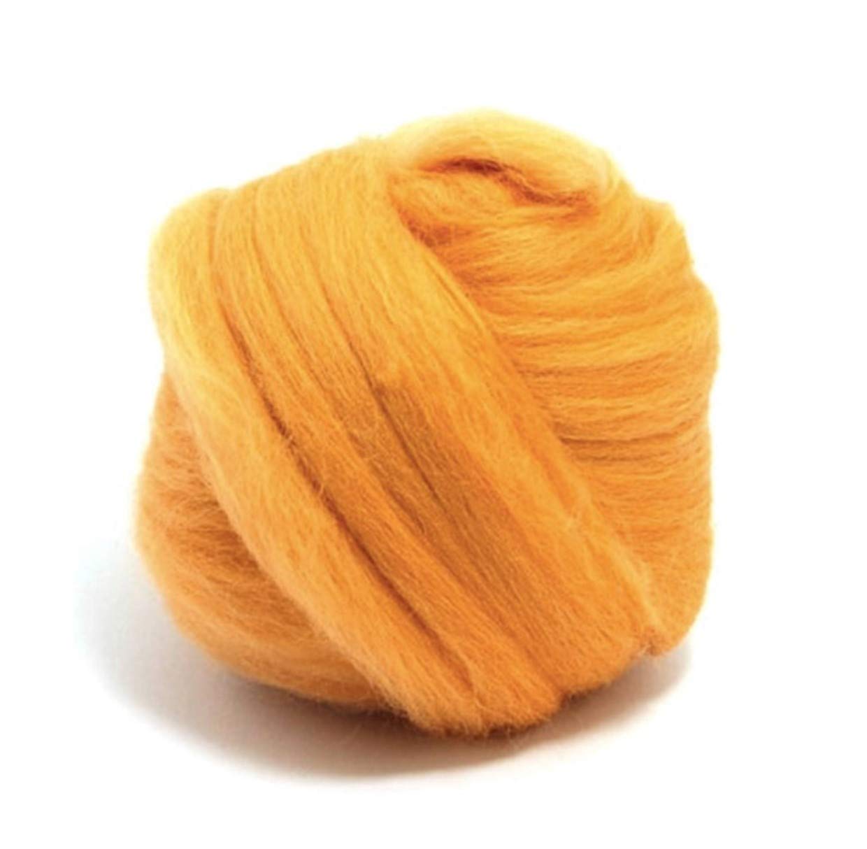 The Wool Barn Marigold Orange Yellow Marigold Yellow Merino Wool Roving/Tops - 50G. Yarn Great For Wet Felting/Needle Felting, And Hand Spinning Craft Projects.