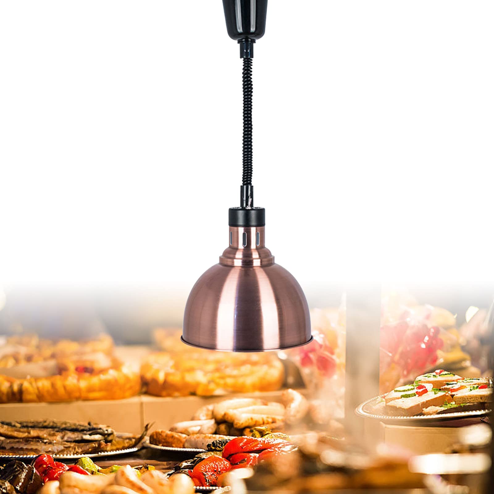 JKJZSALJ Retractable Hanging Food Heat Lamp, 250W Commercial Food Warmer With Bulb For Parties, Buffet, Catering Service,1
