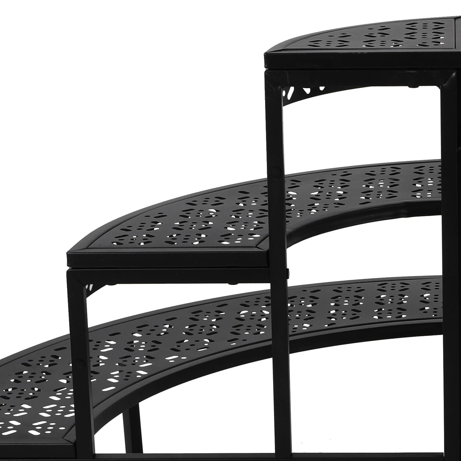 Metall Blumentreppe, 3 Stufen Pflanzentreppe Blumenbank, Pflanzenregal Blumenregal, Blumenregal Eckregal Blumentopfständer Standregal für Garten Balkon Terrasse