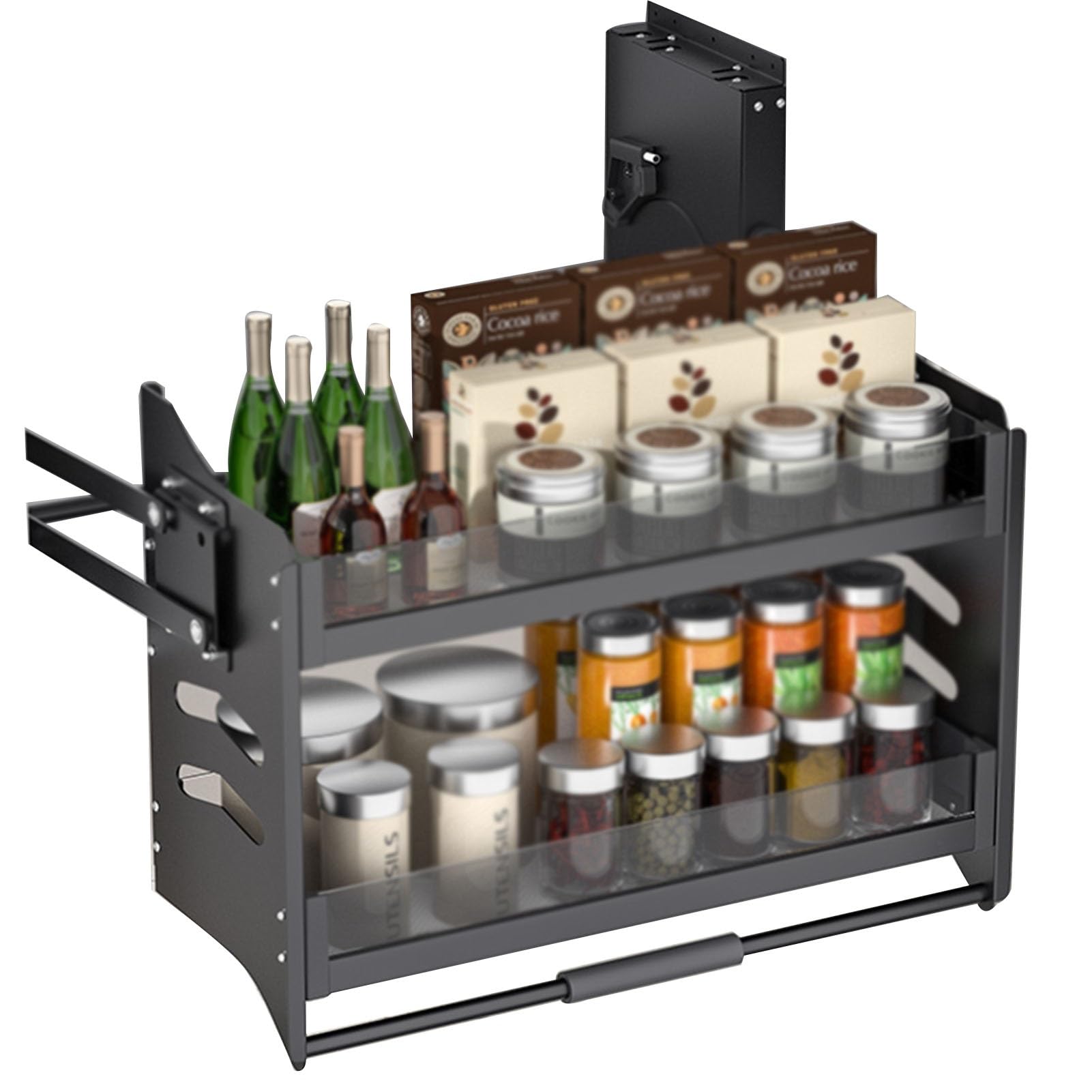 Ausziehbare Regale, Schrank-Organizer, Besteck- und Gewürzregalsystem, platzsparender Innenraum, ausziehbare Wandregale mit 2 Ebenen, ausziehbare Regale für hohe Schränke (Schrank 850 mm)