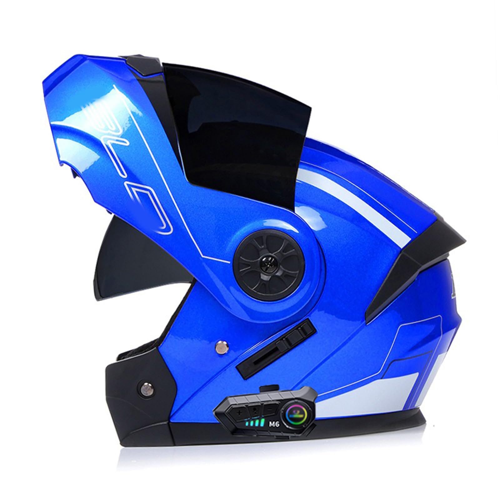 Klapphelm Mit Bluetooth, ECE Zertifiziert Integriert Bluetooth Motorrad Helm Mit Doppelvisier, Mit Eingebautem Mikrofon Für Automatische Reaktion, Für Erwachsene Frauen Männer