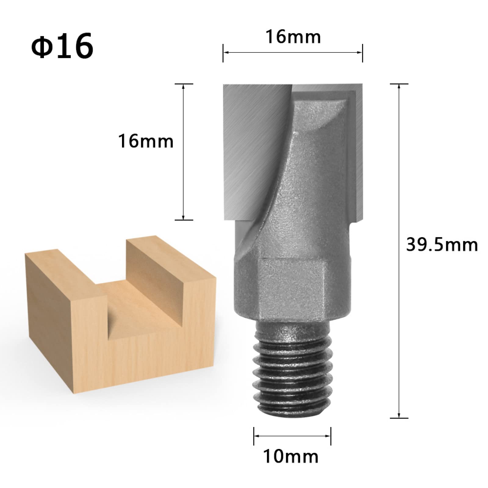 1pc 10mm Gambo Fresa Intaglio Del Legno Pulizia Fondo Router Bit Filettato Fondo A Spirale Coltello In Metallo Duro Strumenti Di Lavorazione Del Legno,16 Mm