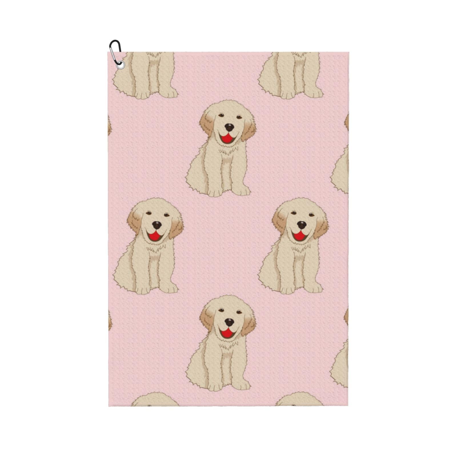 Hnnkloy Labrador Golden Retriever Dog, 16x24 in Portable Waffle Golf Towels with Carabiner Clip for Golf Bag
