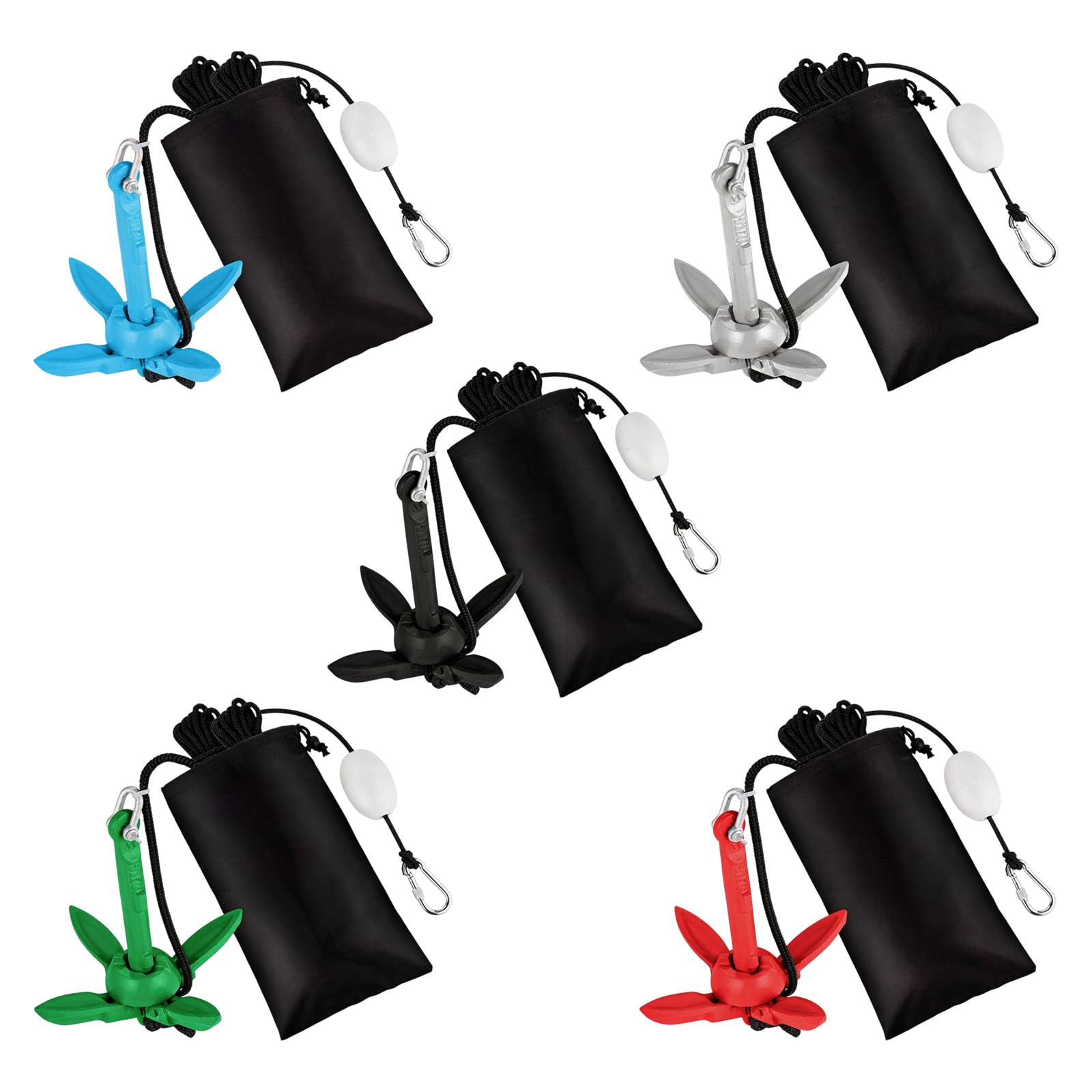 Set di ormeggio compatto pieghevole con grado marino, blu | Include borsa portatile da 30,5 cm, sistemi di ormeggio per barche per attività in acque poco profonde, corda di grado marino