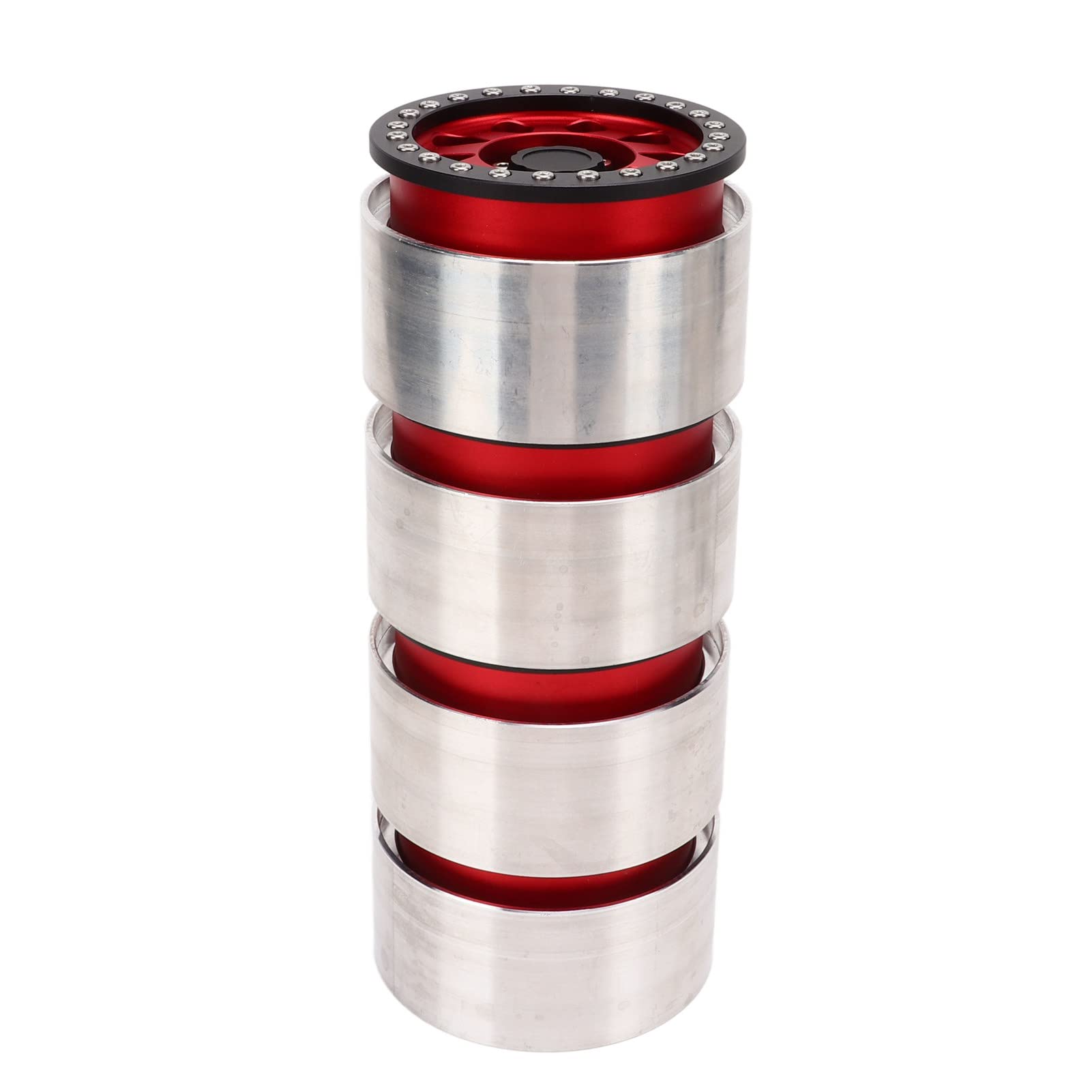 4 cerchi per ruote di auto RC, ruote di ricambio in lega di alluminio per auto RC SCX6 1/6, ruota da 2,9 pollici leggera e resistente per auto telecomandate fuoristrada, con forte (Rossa)