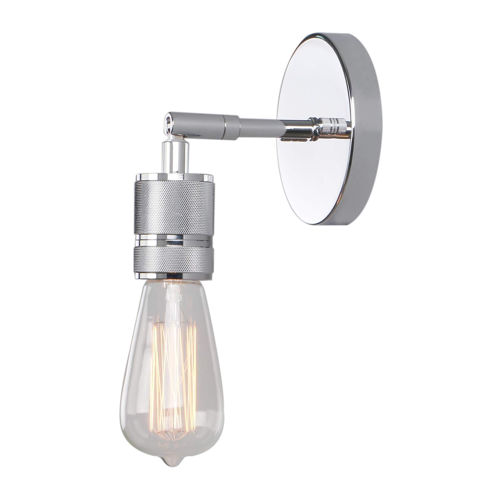 PhansthyRetro Wall Light, E27 Socket Copper Finish Hallway Wall Mount Lamp, Industrial Indoor Sconce Suitable for Kitchen Bedroom Bar Loft Lighting (Chrome)