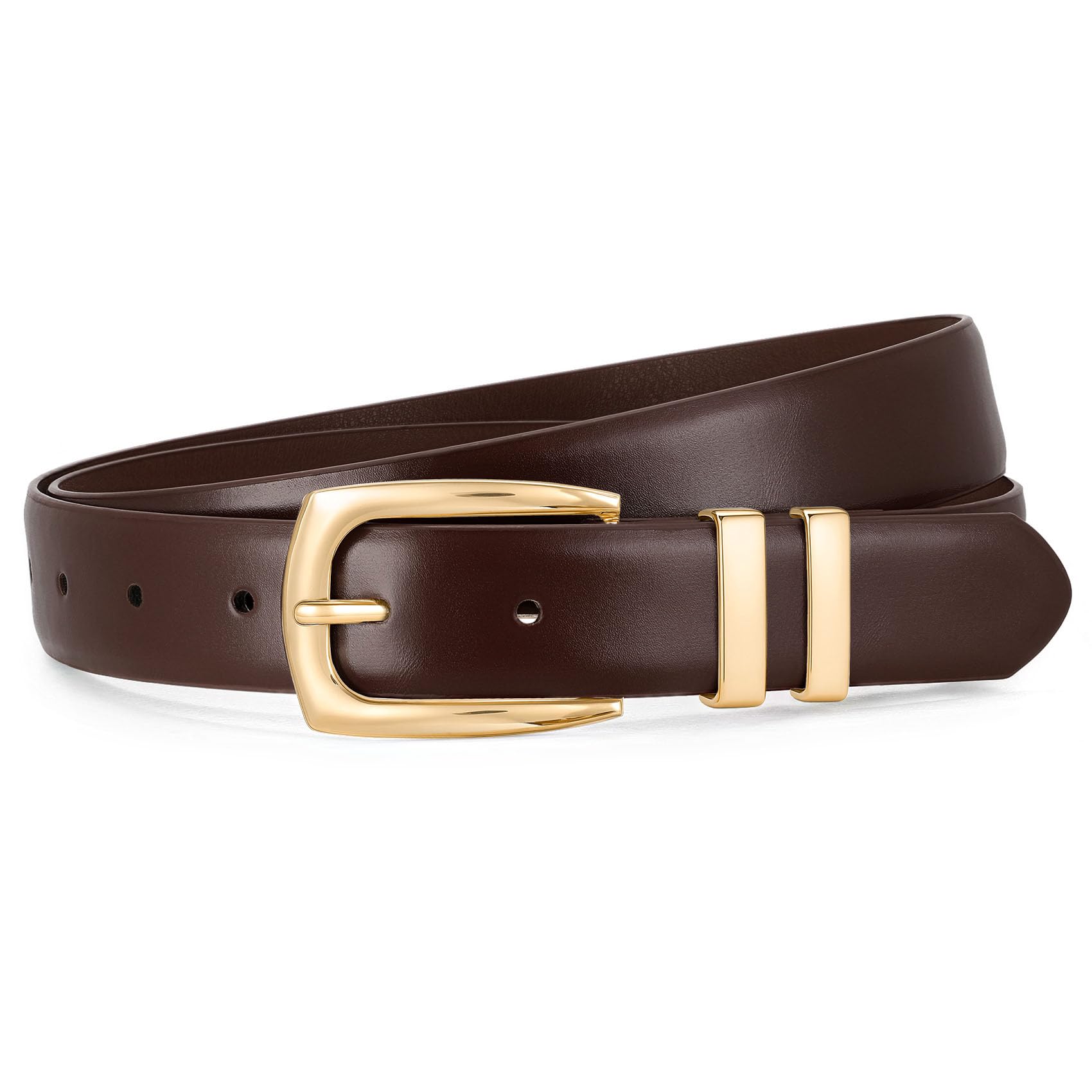 WHIPPY Womens Leather Belts for Jeans Pants Fashion Ladies Belt Gold Buckle Belts for Women