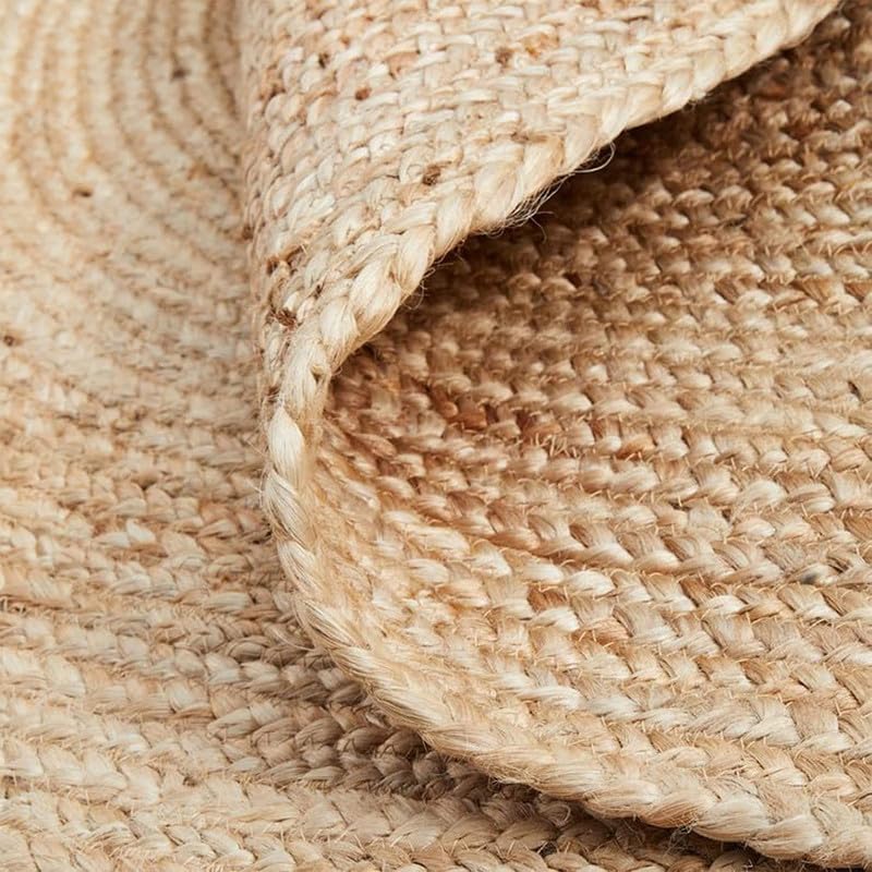 Image of Reversible Braided Jute Rug | Natural Handwoven Carpet for Living Room, Bedroom, Office & Guest Room | Eco-Friendly Durable Floor Mat & Home Decor Accent Size (40X60 CM Natural Jute)
