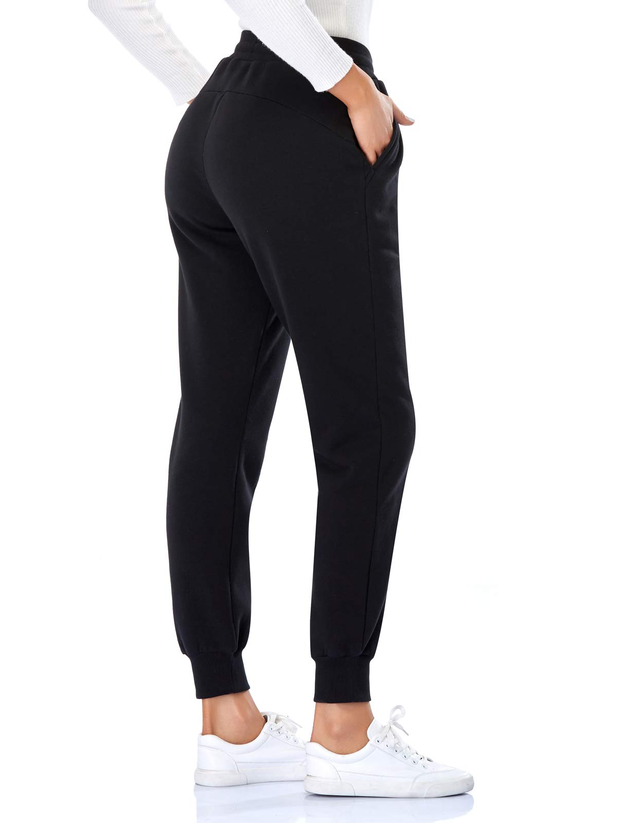 MOVE BEYOND Pantalon de Jogging en Polaire Femmes avec 2 Poches Longue Pantalon de Chaud Doublé en Sherpa avec Cordon Sweatpants Hiver