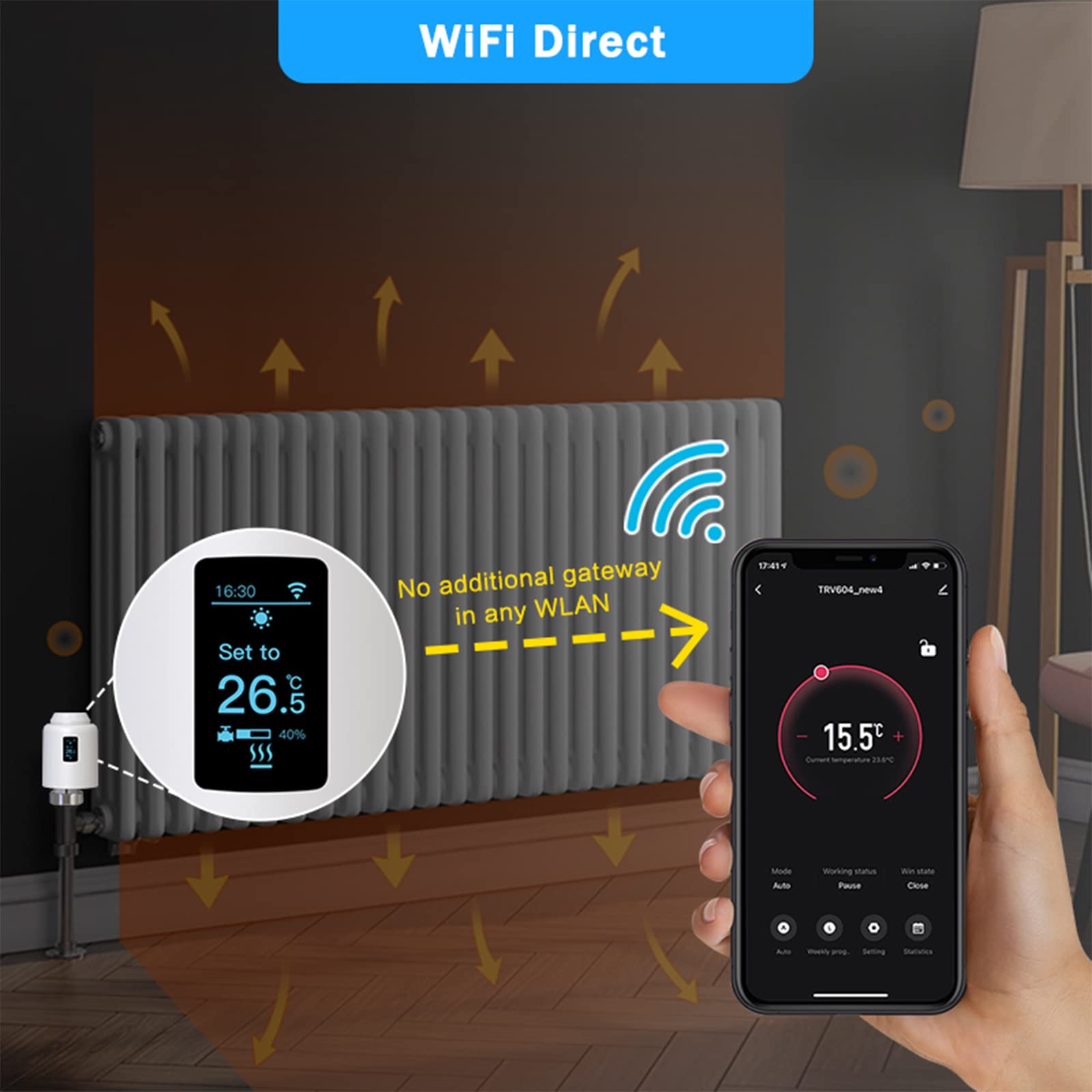 Wifi Termostatico Radiatore Attuatore Valvole Programmabile Alexa Voice Control, Wifi Direct, Nessun gateway richiesto 4pcs