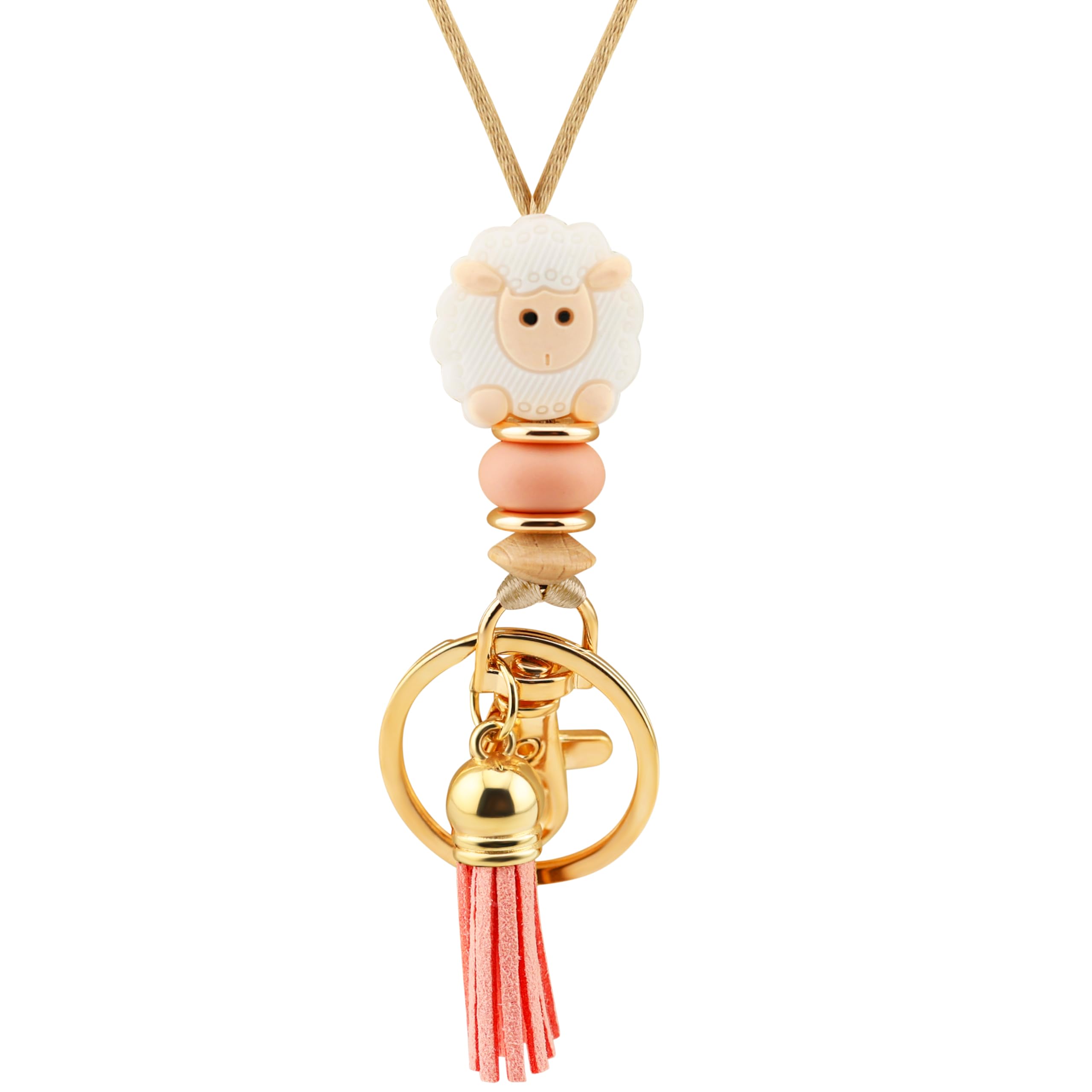 MyfavoriteK Cute Teacher Lanyard for ID Badges Stylish Cartoon Animal Beads and Adjustable Cord Lanyard for Teacher Nurse