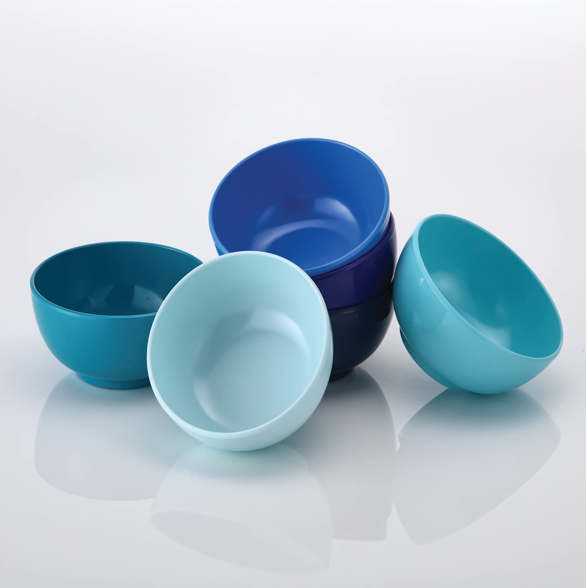 French Bull Mini cuencos de melamina para aperitivos, guarniciones, postres, salsas o helados, juego surtido colorido de 6 a 10 onzas, cuencos de 4 pulgadas, tonos de azul