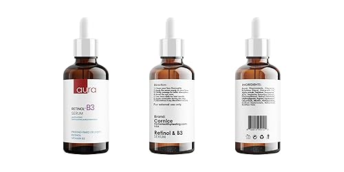 Miniatura 8 de AURA - Suero de retinol antienvejecimiento 1% - Retinol encapsulado, ácido hialurónico, vitamina C y E, colágeno, niacinamida, paquete económico de