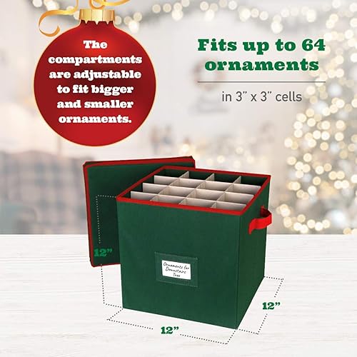 Miniatura 6 de HOLDN' STORAGE Caja de almacenamiento de adornos navideños con tapa, contenedores de almacenamiento de decoración navideña que almacenan hasta 64