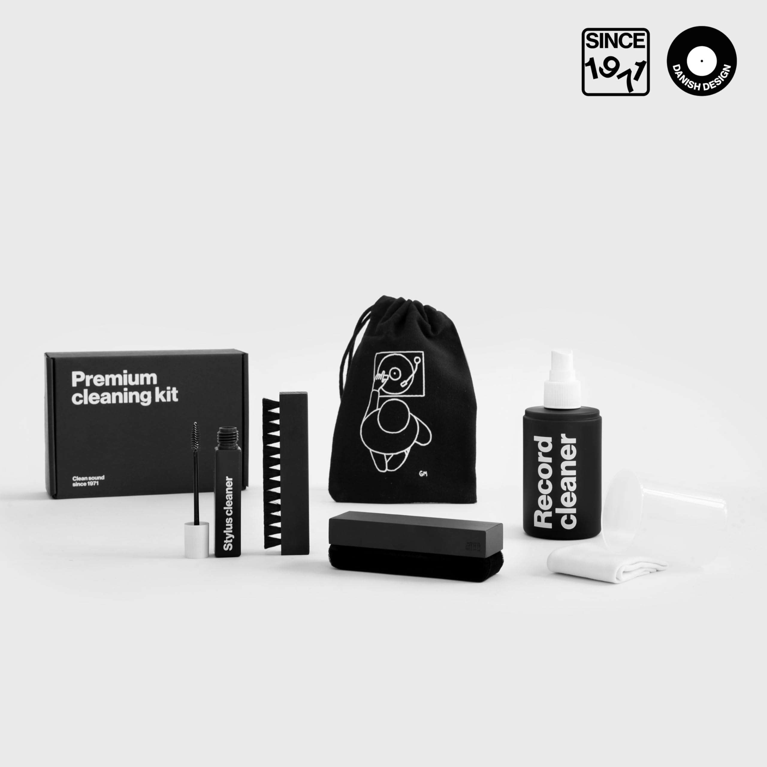 am Kit Pulizia Vinili 4 in 1 – Spray Pulizia Dischi da 200 ml, Stylus Cleaner, Spazzola in Velluto e Spazzola in Setole di Capra per Giradischi e Dischi in Vinile