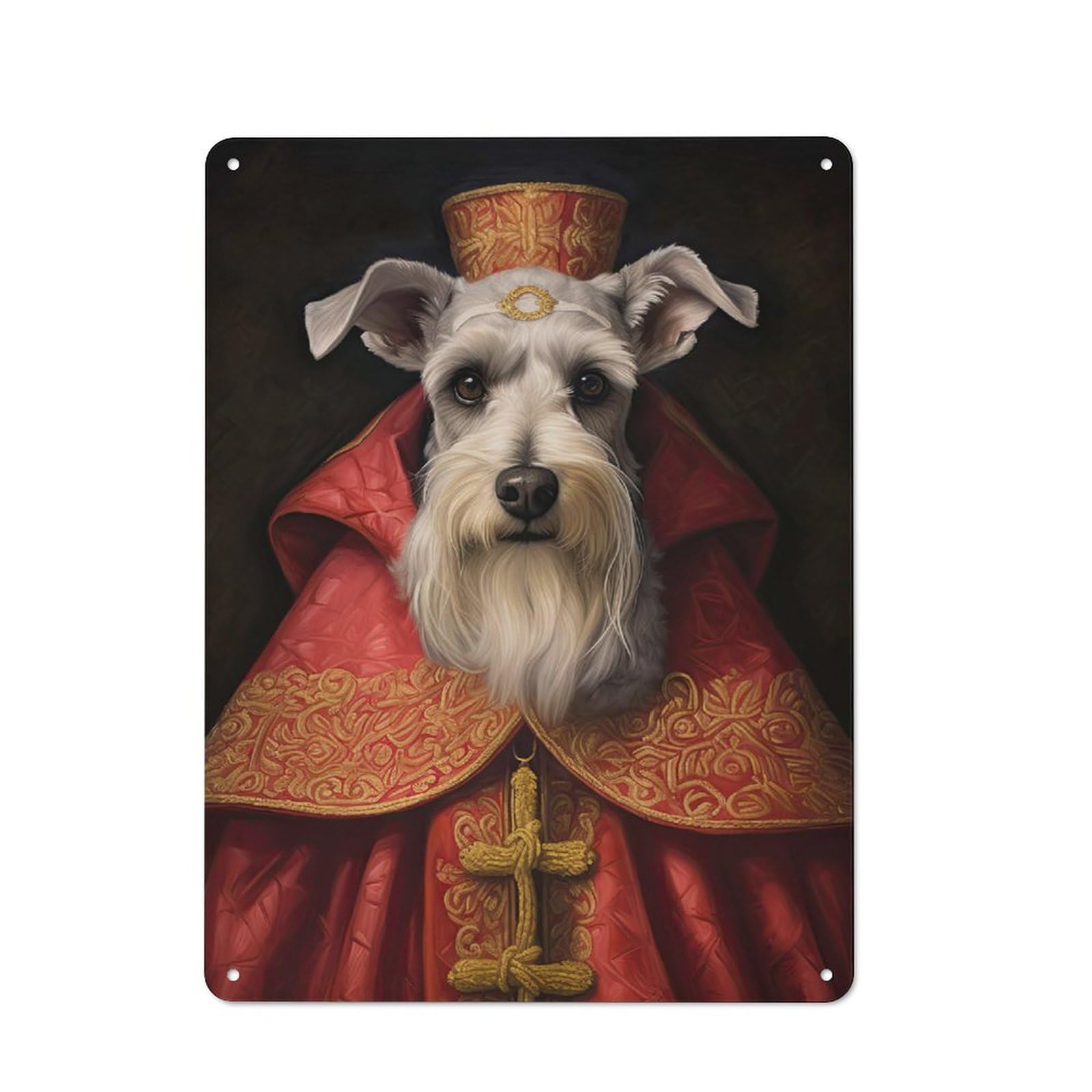 Junmoney Style-11 For Hallway Wall, Schnauzer The Pope Vintage-Inspired Metal Sign 40X30cm, A Moving-Home Gift For Collectors Of Tin Signs