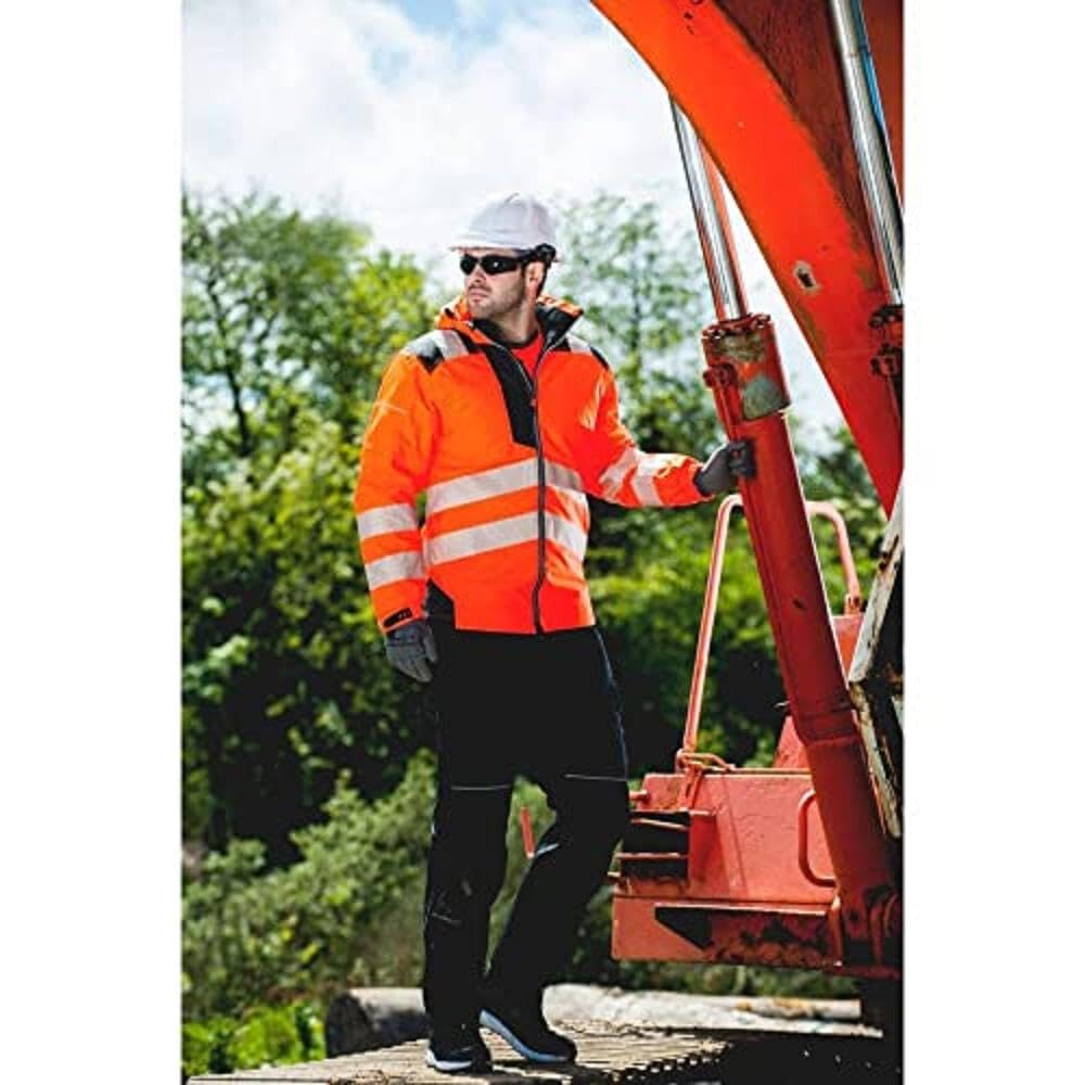 Portwest T400 Kurtka robocza PW3 Elementy Odblaskowe Elastyczna Konstrukcja | Pomarańczowy/Czarny, S, EN ISO 20471 Klasa 3, EN 342, Długi Rękaw, 1 Kieszeń, 300D Oxford, Wodoodporność, Odpinany Kaptur