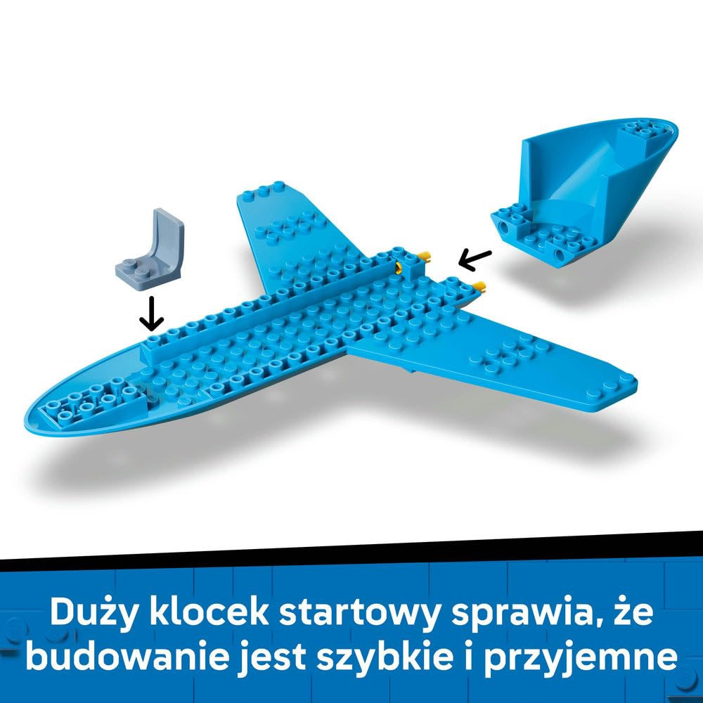 LEGO City Samolot pasażerski 60492 | Samolot dla dzieci 4+, zestaw klocków konstrukcyjnych, prezent dla chłopca i dziewczynki, łatwe budowanie, 118 elementów