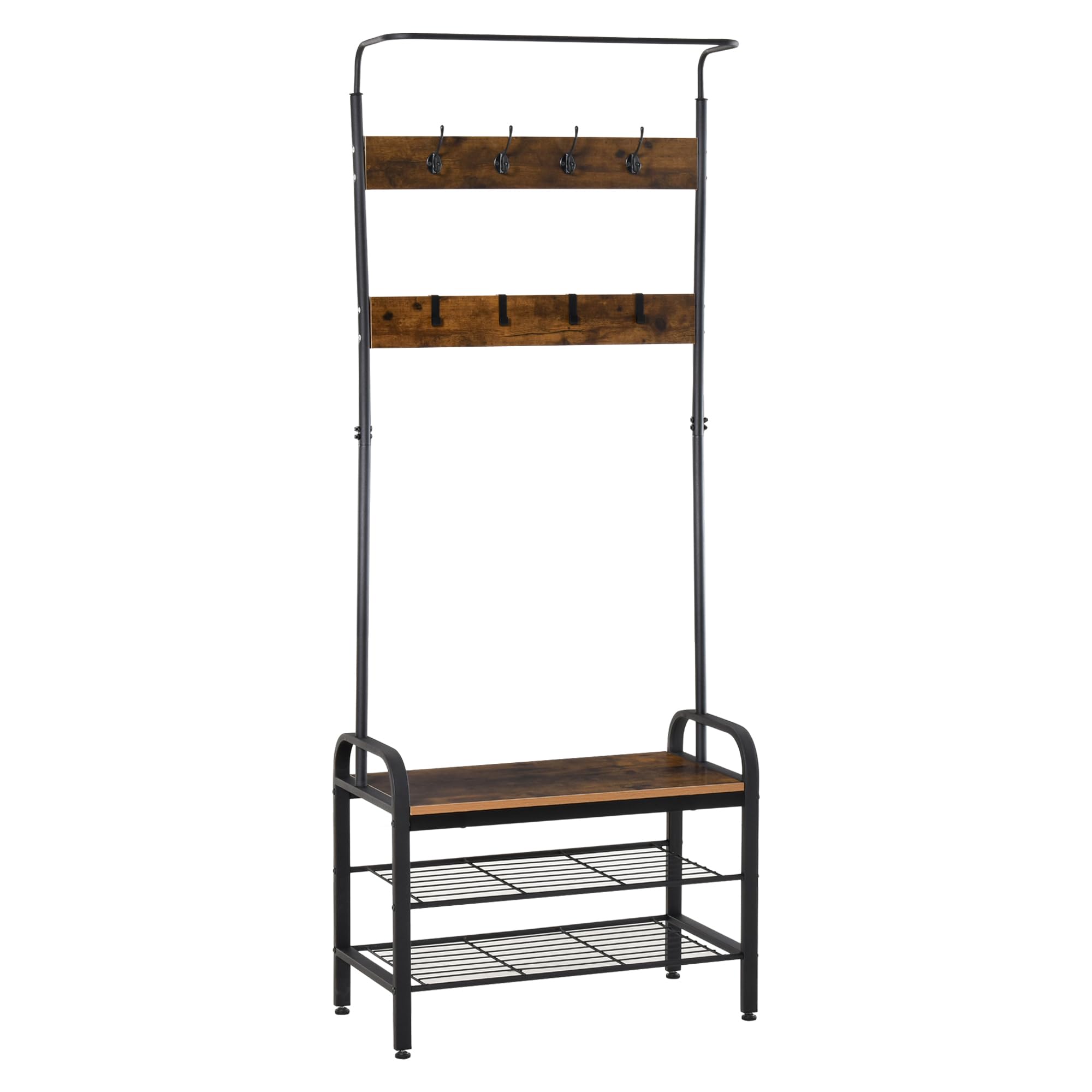 HOMCOM Perchero de Pie Metálico Zapatero 3 Estantes 72x34x185cm